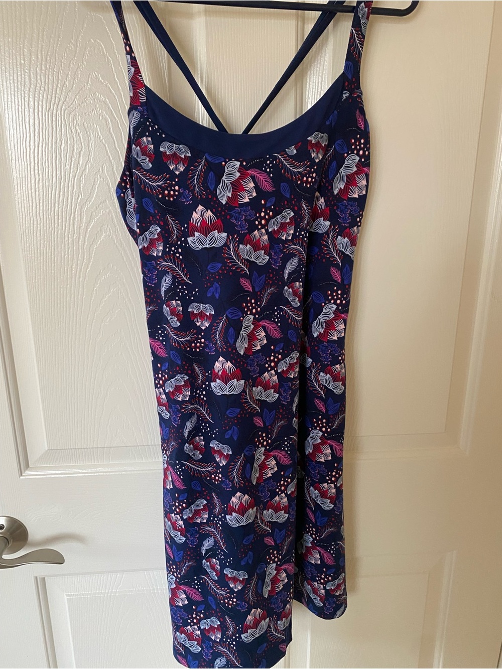 Title Nine Navy Floral Slip with Pink & Purple Accents